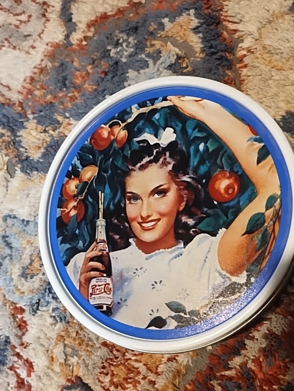 Vintage Style Blue Fruit Girl Wall Decor Pepsi Ad EUC.
